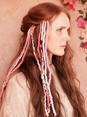 Pink Purple Merino Wool Clip In Dreadlocks Extensions Handmade Miss Violet Lace